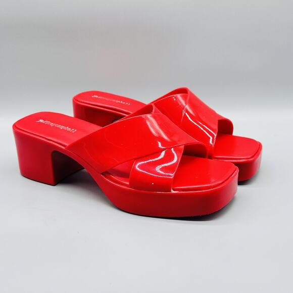 Jeffrey Campbell Sandals Womens 10 Red Platform Bubblegum Slide Block Heel - Picture 2 of 9